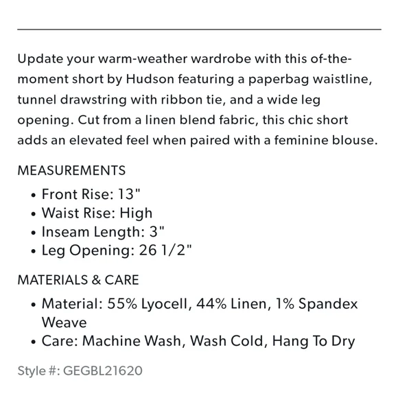 Hudson Paperbag Shorts
